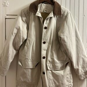 L.L. Bean Men's Cream Field Jacket with Brown Accents